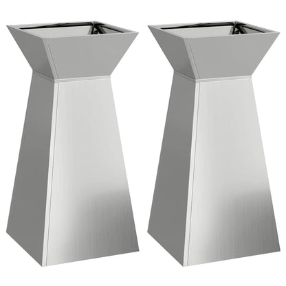 Pillar Planter 2 pcs Silver 35 x 35 x 73 cm