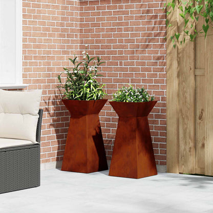 Pillar Planter 2 pcs Silver 35 x 35 x 73 cm