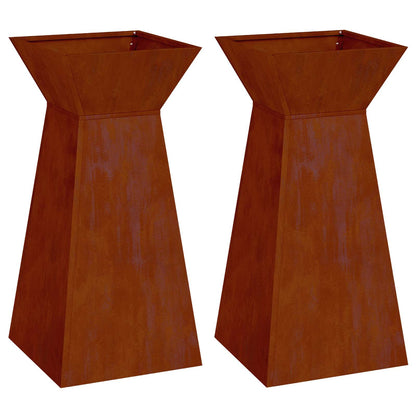 Pillar Planter 2 pcs Silver 35 x 35 x 73 cm