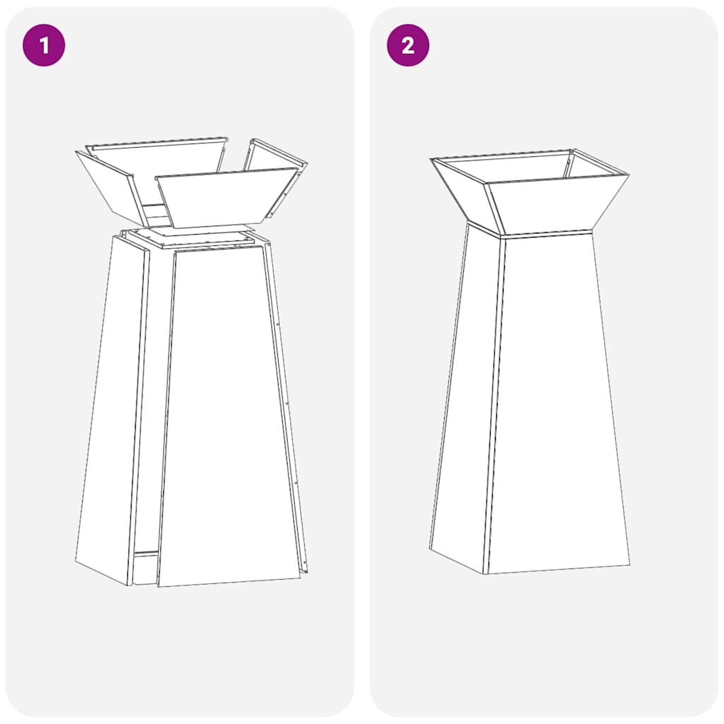 Pillar Planter 2 pcs Silver 40 x 40 x 100 cm