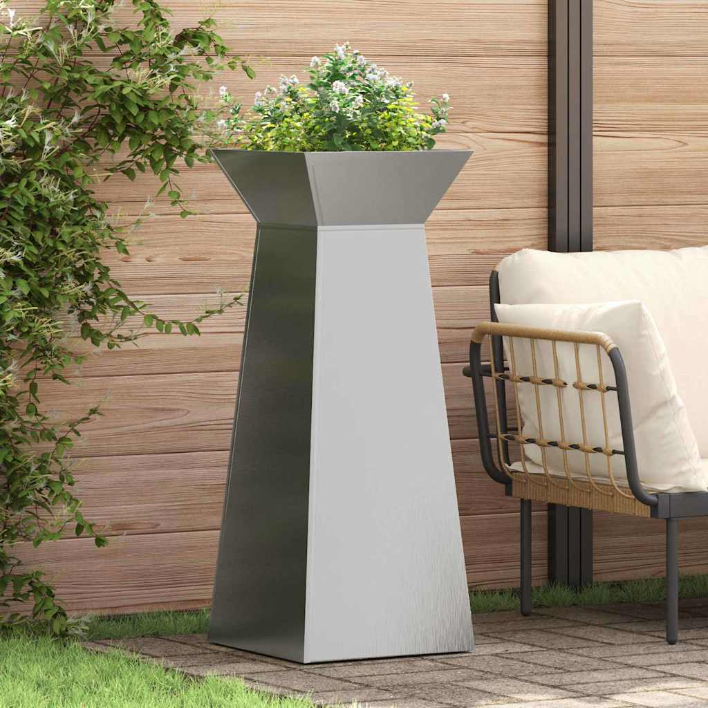 Pillar Planter 2 pcs Silver 40 x 40 x 100 cm