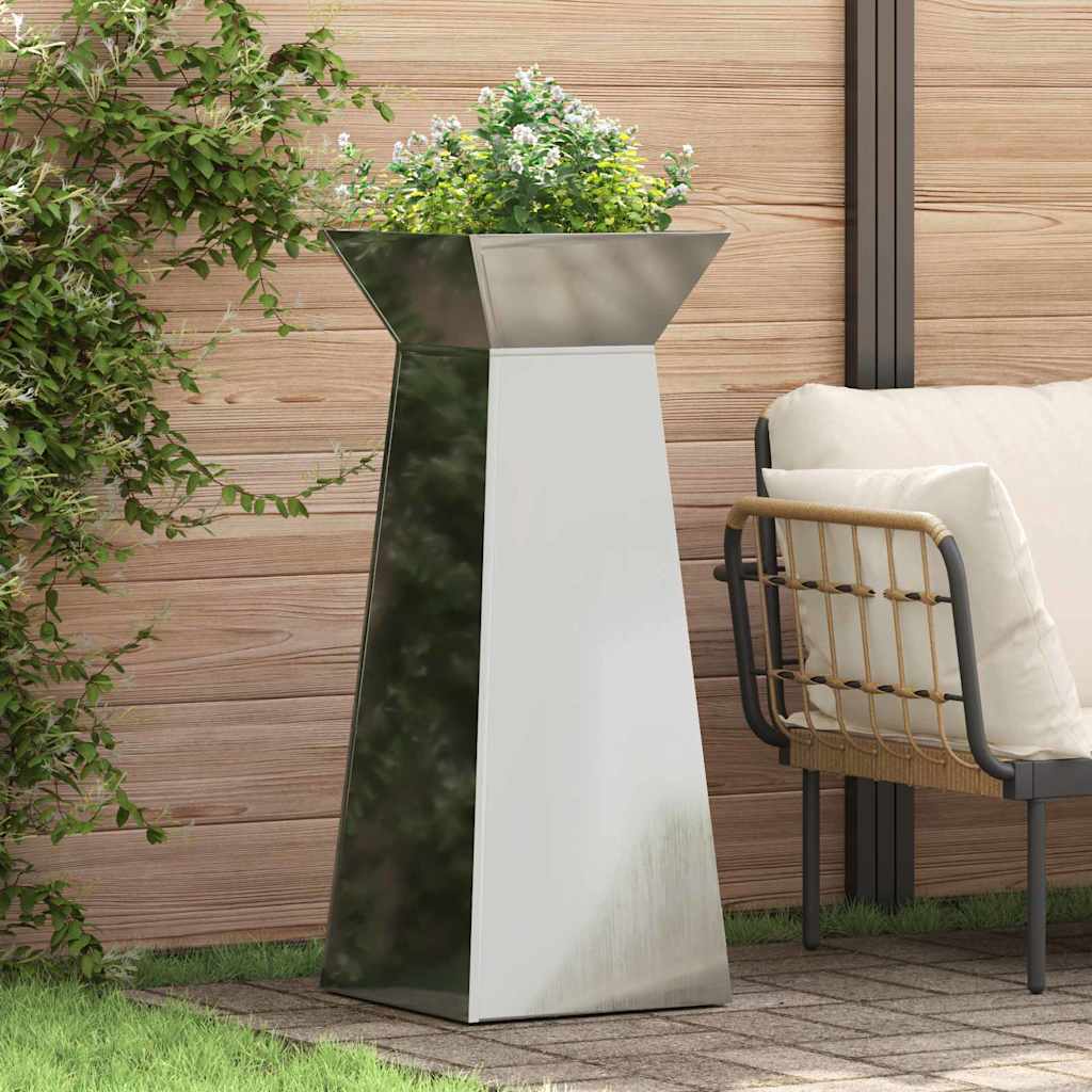 Pillar Planter 2 pcs Silver 40 x 40 x 100 cm