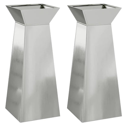 Pillar Planter 2 pcs Silver 40 x 40 x 100 cm