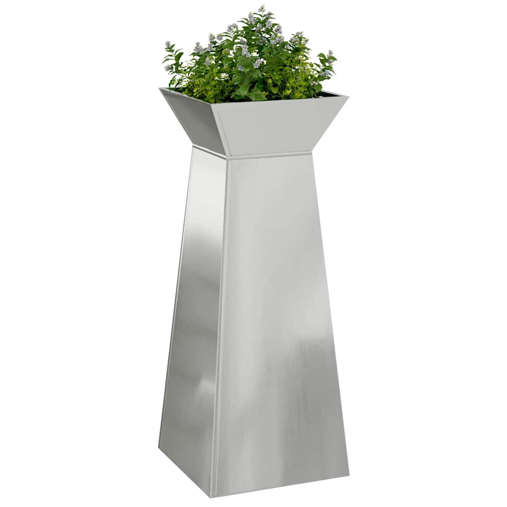 Pillar Planter 2 pcs Silver 40 x 40 x 100 cm