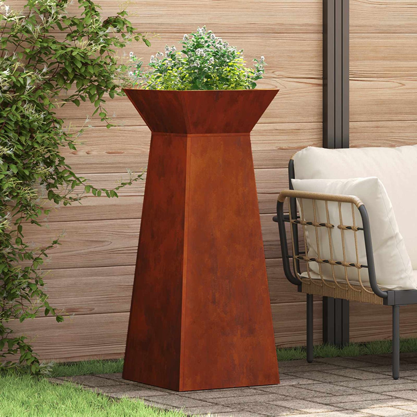 Pillar Planter Silver 40 x 40 x 100 cm