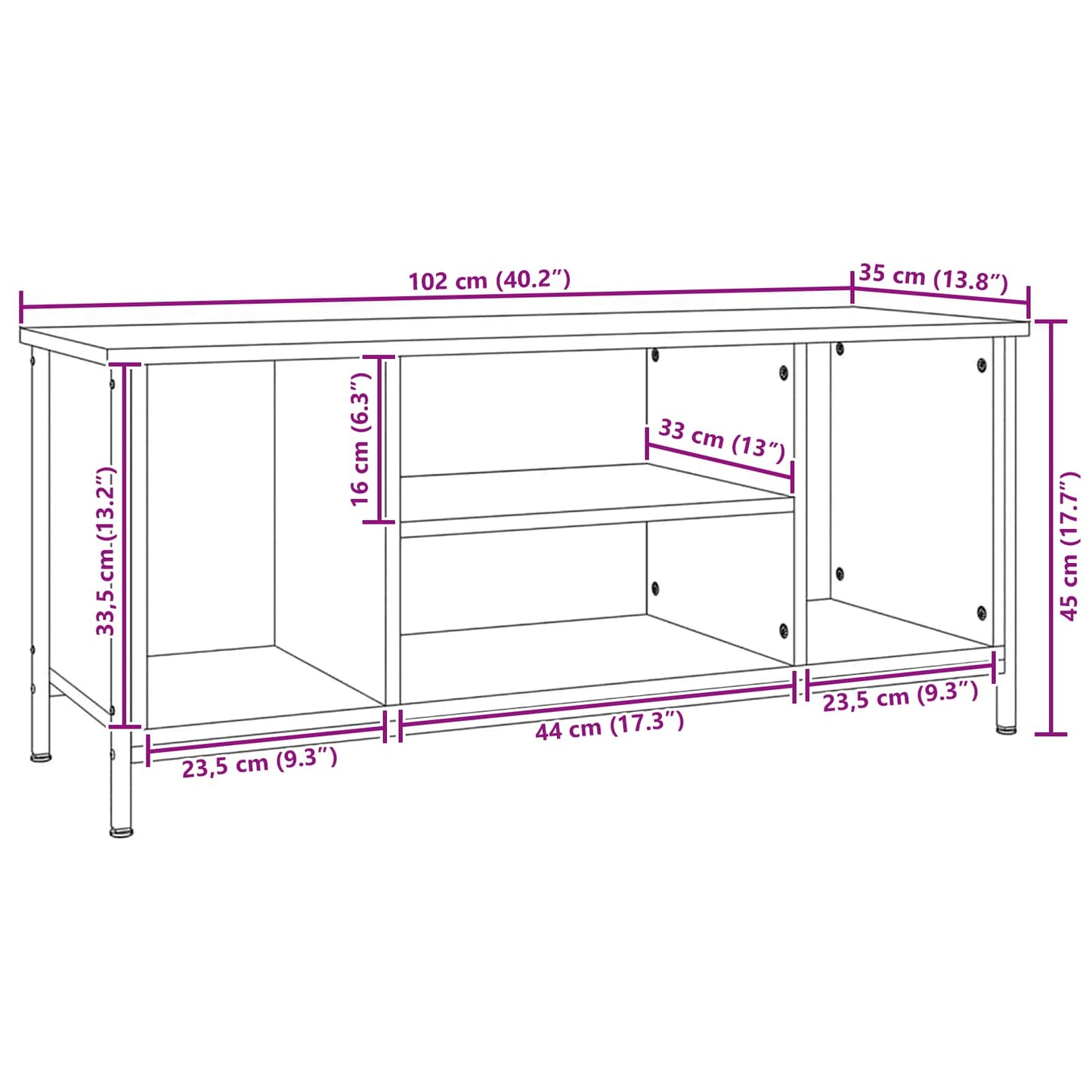 TV Cabinet Old Wood 102 x 35 x 45 cm Engineered Wood