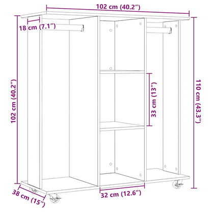 Wardrobe with Shelf Old Wood 102 x 38 x 110 cm Engineered wood