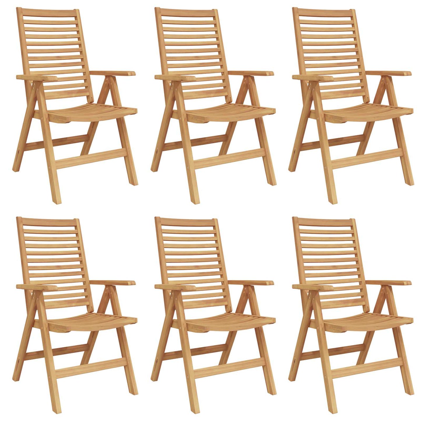 Chair Folding 6 pcs Brown 64.5 x 52 x 108 cm Solid Teak Wood