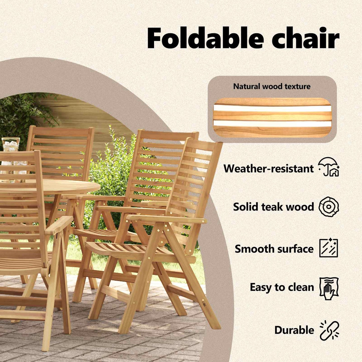 Chair Folding 8 pcs Brown 64.5 x 52 x 108 cm Solid Teak Wood