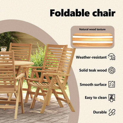 Chair Folding 8 pcs Brown 64.5 x 52 x 108 cm Solid Teak Wood