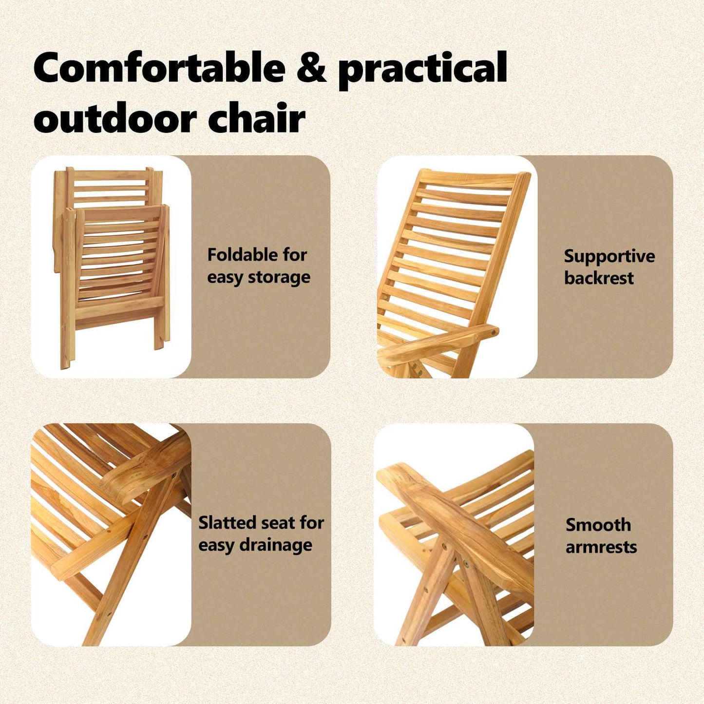 Chair Folding 8 pcs Brown 64.5 x 52 x 108 cm Solid Teak Wood