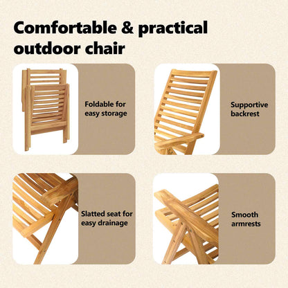 Chair Folding 8 pcs Brown 64.5 x 52 x 108 cm Solid Teak Wood