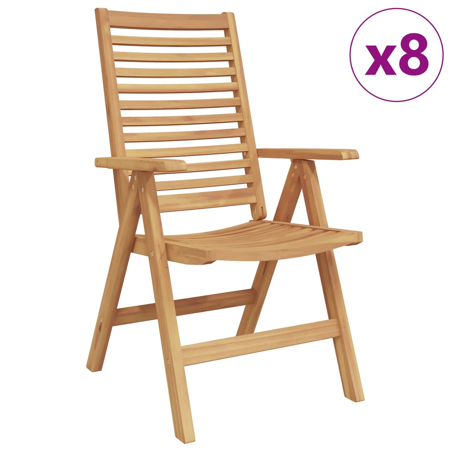 Chair Folding 8 pcs Brown 64.5 x 52 x 108 cm Solid Teak Wood