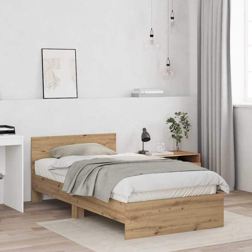 Bed Frame with Headboard Artisan Oak 203 x 104 x 70 cm