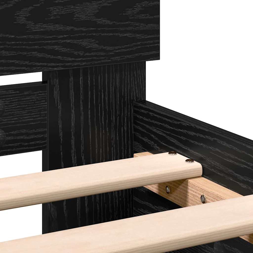 Bed Frame with Headboard Black Oak 203 x 104 x 70 cm
