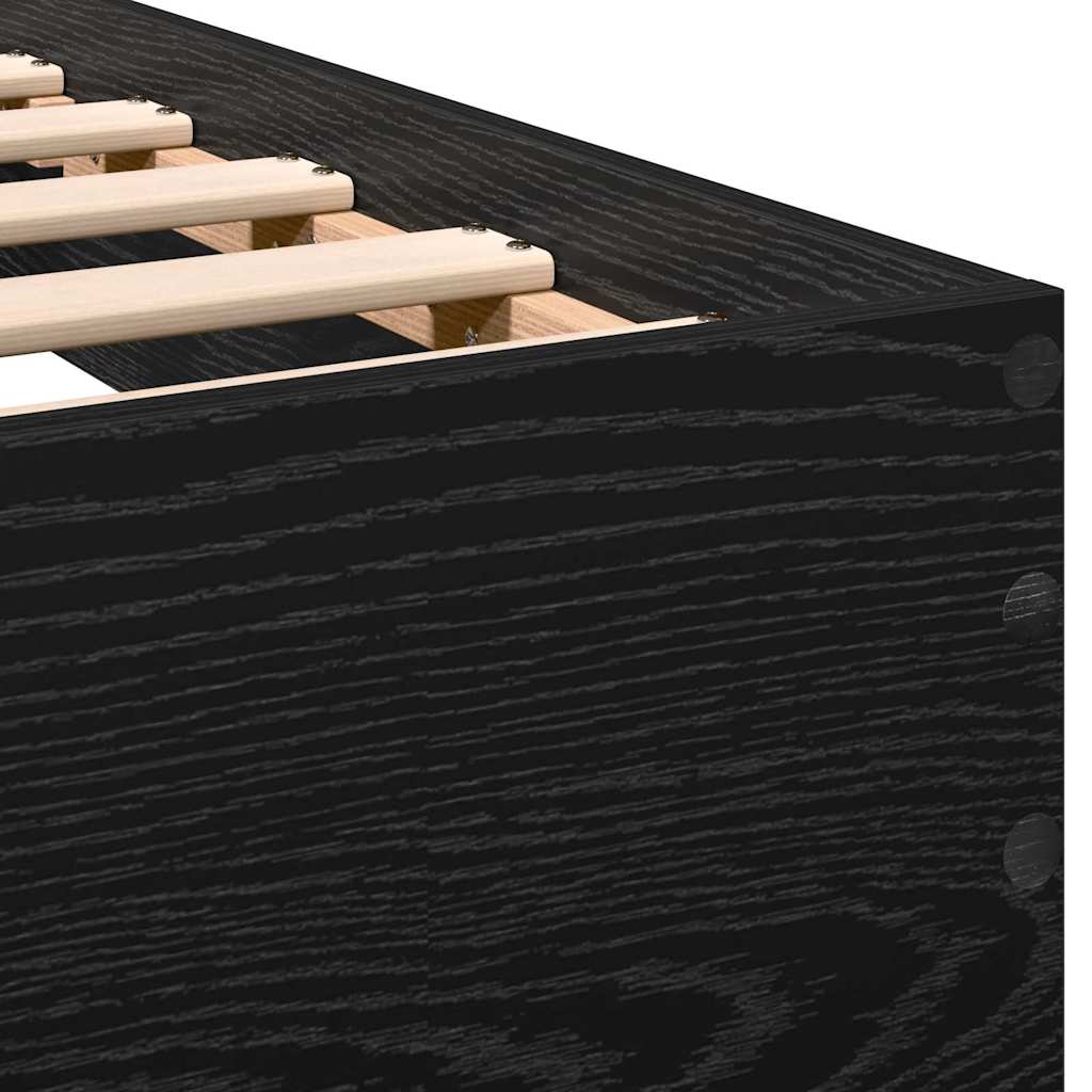 Bed Frame with Headboard Black Oak 203 x 104 x 70 cm