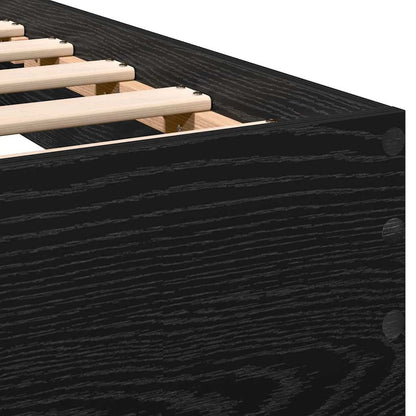 Bed Frame with Headboard Black Oak 203 x 104 x 70 cm