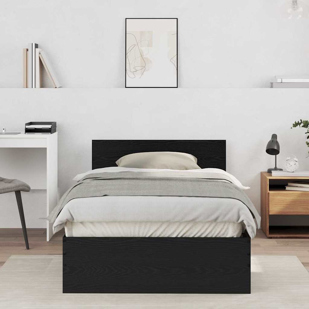 Bed Frame with Headboard Black Oak 203 x 104 x 70 cm
