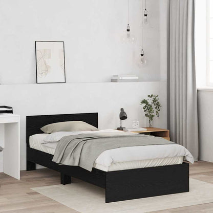 Bed Frame with Headboard Black Oak 203 x 104 x 70 cm