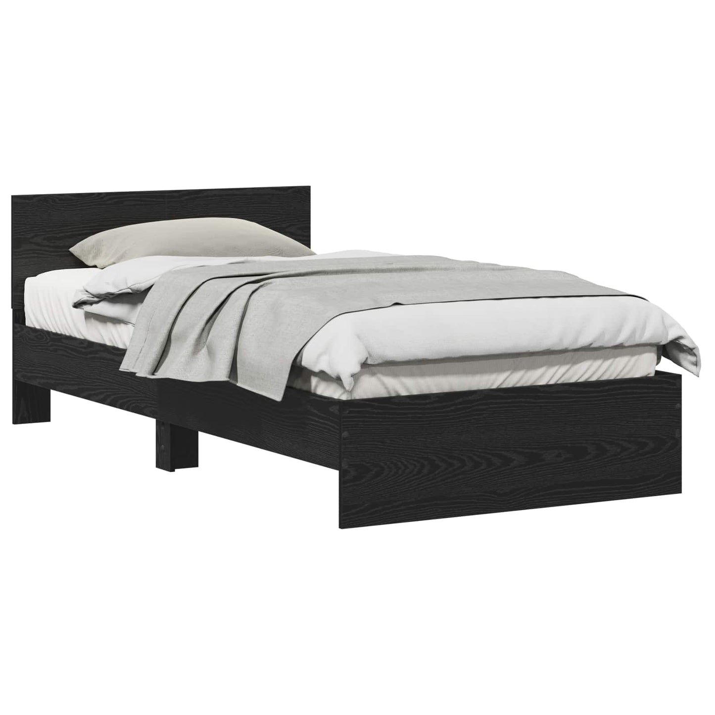 Bed Frame with Headboard Black Oak 203 x 104 x 70 cm