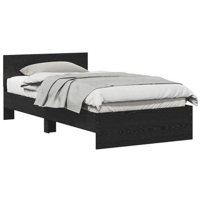 Bed Frame with Headboard Black Oak 203 x 104 x 70 cm
