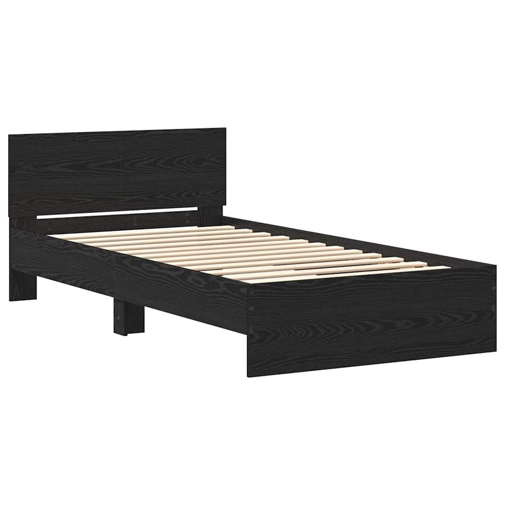 Bed Frame with Headboard Black Oak 203 x 104 x 70 cm