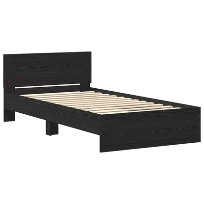 Bed Frame with Headboard Black Oak 203 x 104 x 70 cm