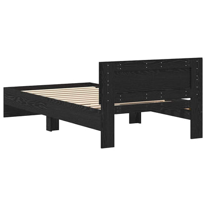 Bed Frame with Headboard Black Oak 203 x 104 x 70 cm