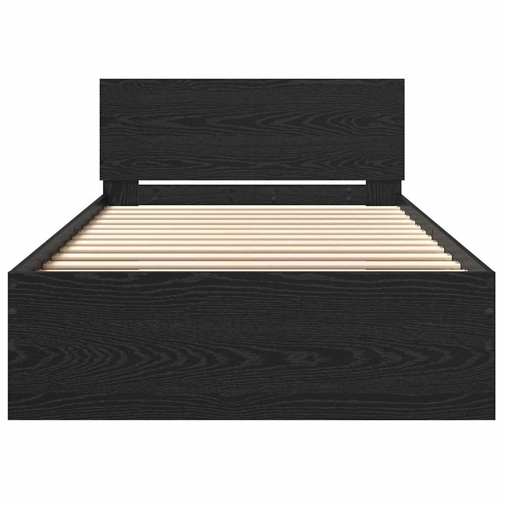Bed Frame with Headboard Black Oak 203 x 104 x 70 cm