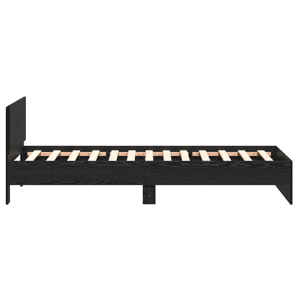 Bed Frame with Headboard Black Oak 203 x 104 x 70 cm