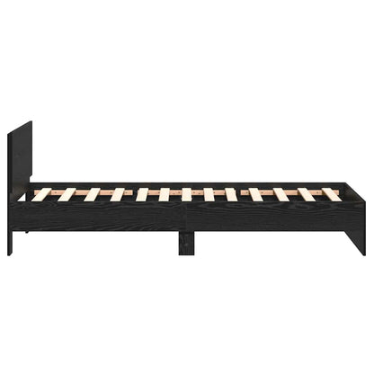 Bed Frame with Headboard Black Oak 203 x 104 x 70 cm