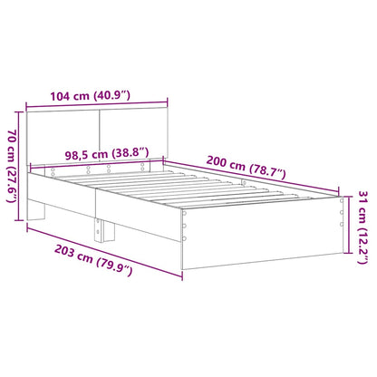 Bed Frame Black Oak 203 x 104 x 70 cm Engineered Wood