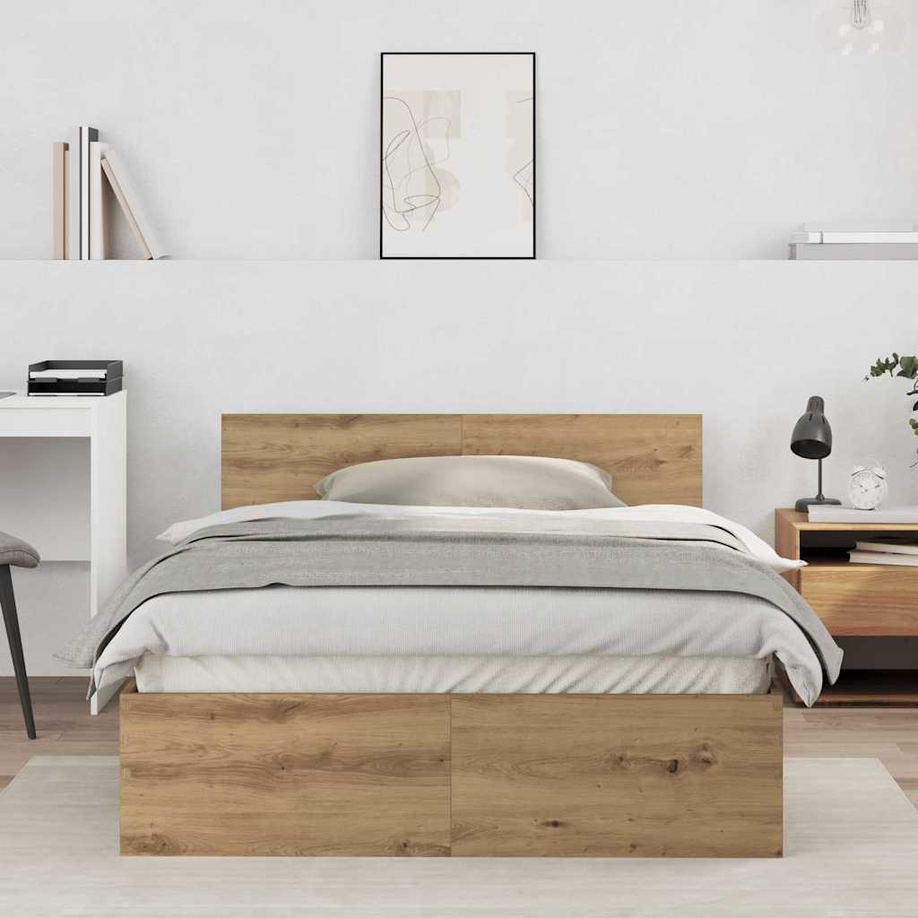 Bed Frame with Headboard Artisan Oak 193 x 125 x 70 cm
