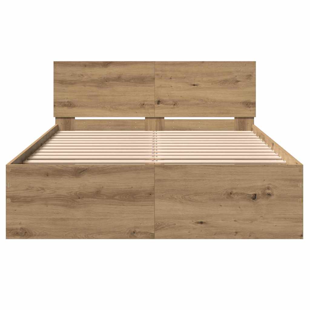 Bed Frame with Headboard Artisan Oak 193 x 125 x 70 cm