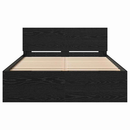 Bed Frame Black Oak 193 x 125 x 70 cm Engineered Wood