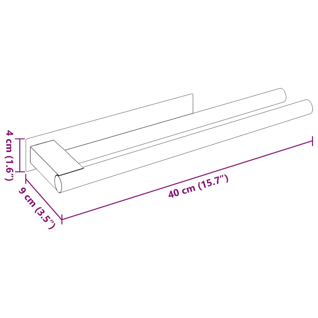 Towel Rack Black 40 x 9 x 4 cm Stainless steel