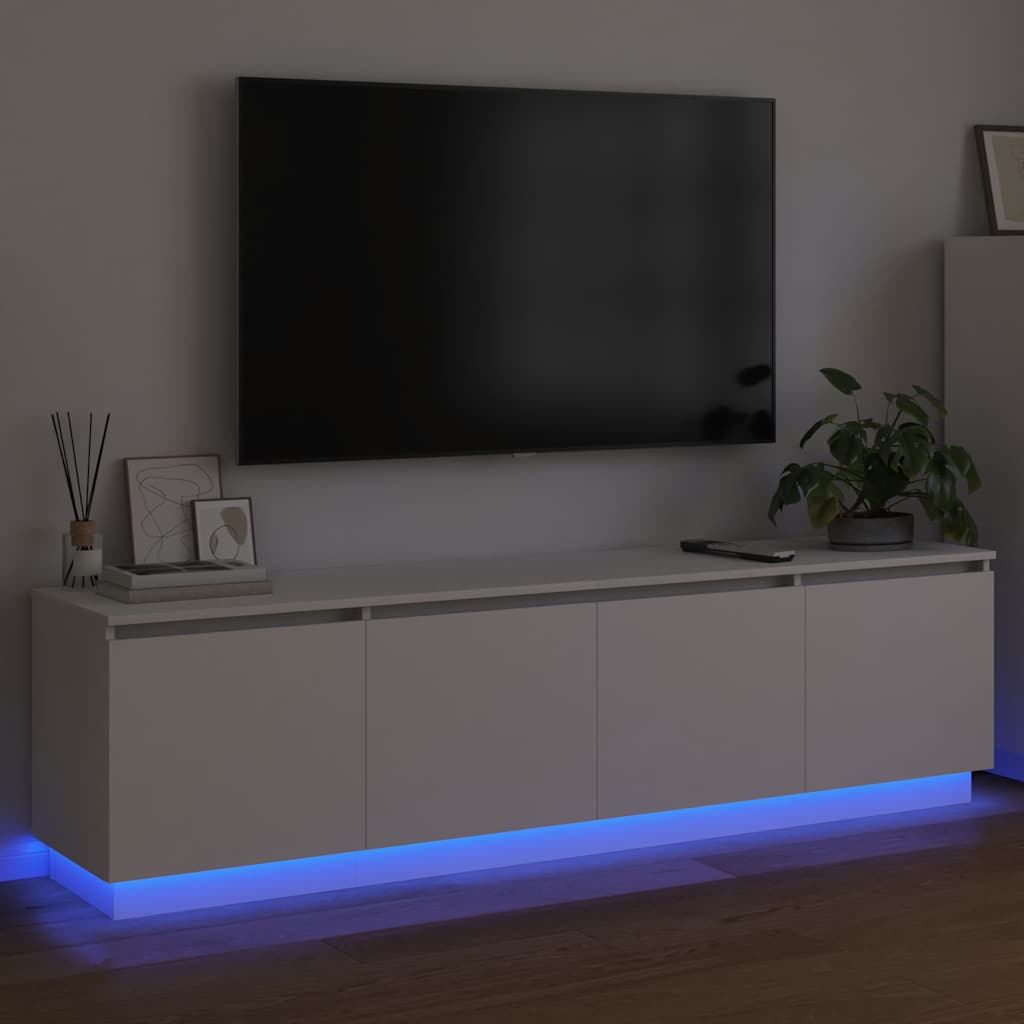 TV Cabinet with LED White 180 x 38 x 49 cm Engineered Wood