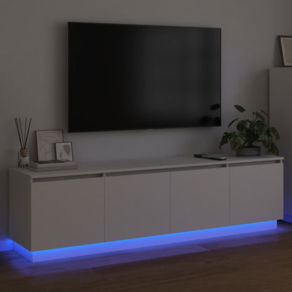 TV Cabinet with LED White 180 x 38 x 49 cm Engineered Wood