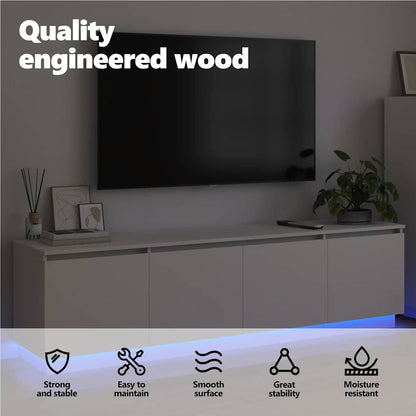 TV Cabinet with LED White 180 x 38 x 49 cm Engineered Wood