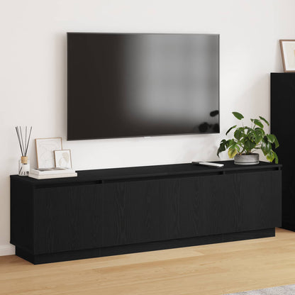 TV Cabinet with LED Black Oak 180 x 38 x 49 cm Engineered Wood
