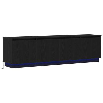 TV Cabinet with LED Black Oak 180 x 38 x 49 cm Engineered Wood