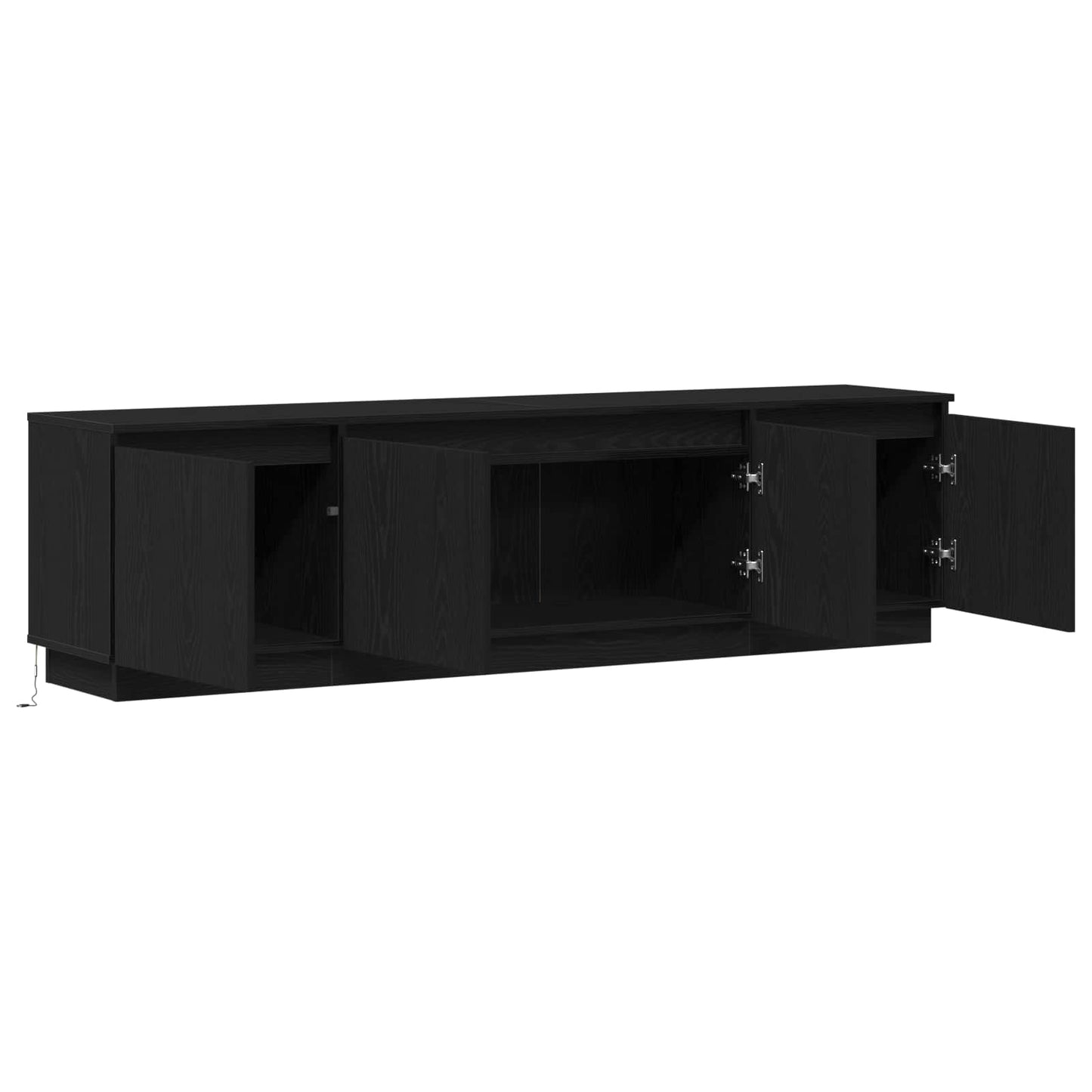TV Cabinet with LED Black Oak 180 x 38 x 49 cm Engineered Wood