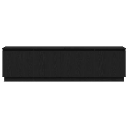 TV Cabinet with LED Black Oak 180 x 38 x 49 cm Engineered Wood
