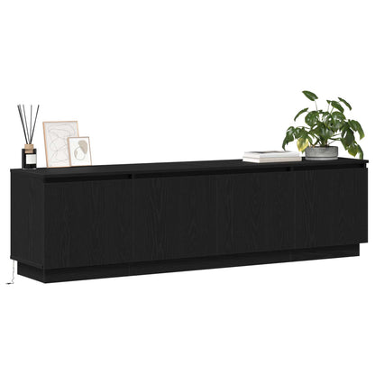 TV Cabinet with LED Black Oak 180 x 38 x 49 cm Engineered Wood
