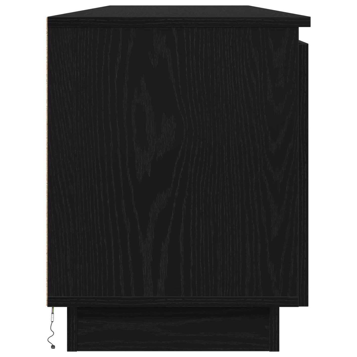 TV Cabinet with LED Black Oak 180 x 38 x 49 cm Engineered Wood