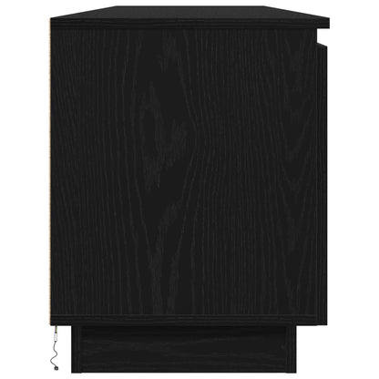 TV Cabinet with LED Black Oak 180 x 38 x 49 cm Engineered Wood