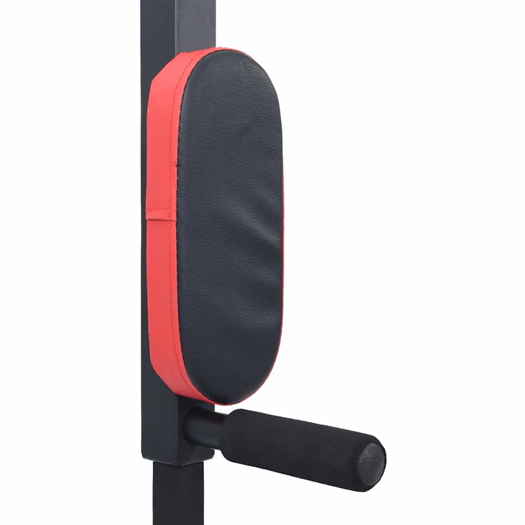 Pull Up Bar Dip Station Black and Red 89 x 59 x 70 cm