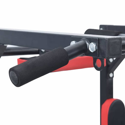 Pull Up Bar Dip Station Black and Red 89 x 59 x 70 cm