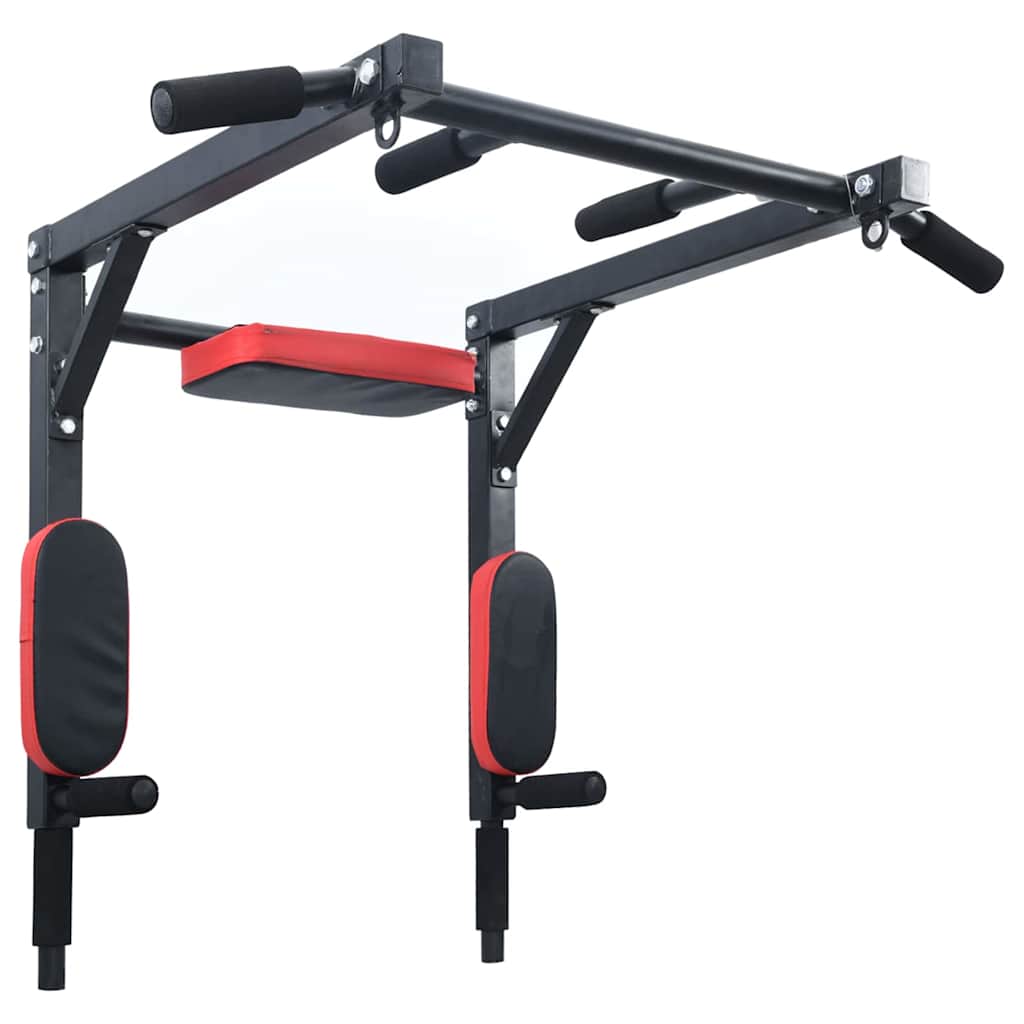 Pull Up Bar Dip Station Black and Red 89 x 59 x 70 cm