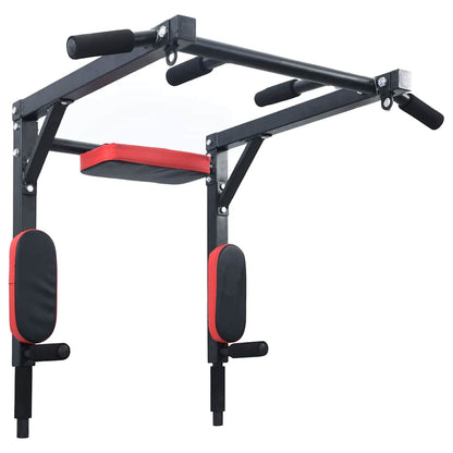 Pull Up Bar Dip Station Black and Red 89 x 59 x 70 cm